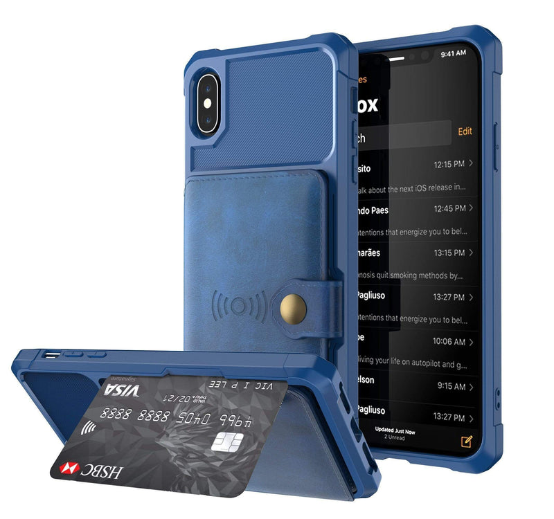 2-in-1 Shockproof Integrated Wallet iPhone Case Blue / iPhone XR