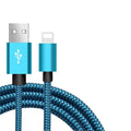 Braided Nylon Colored iPhone Cable 0.7 ft/3.3 ft/6.6 ft/9.8 ft Blue / 0.2 meters