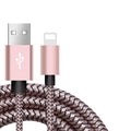 Braided Nylon Colored iPhone Cable 0.7 ft/3.3 ft/6.6 ft/9.8 ft Pink / 0.2 meters