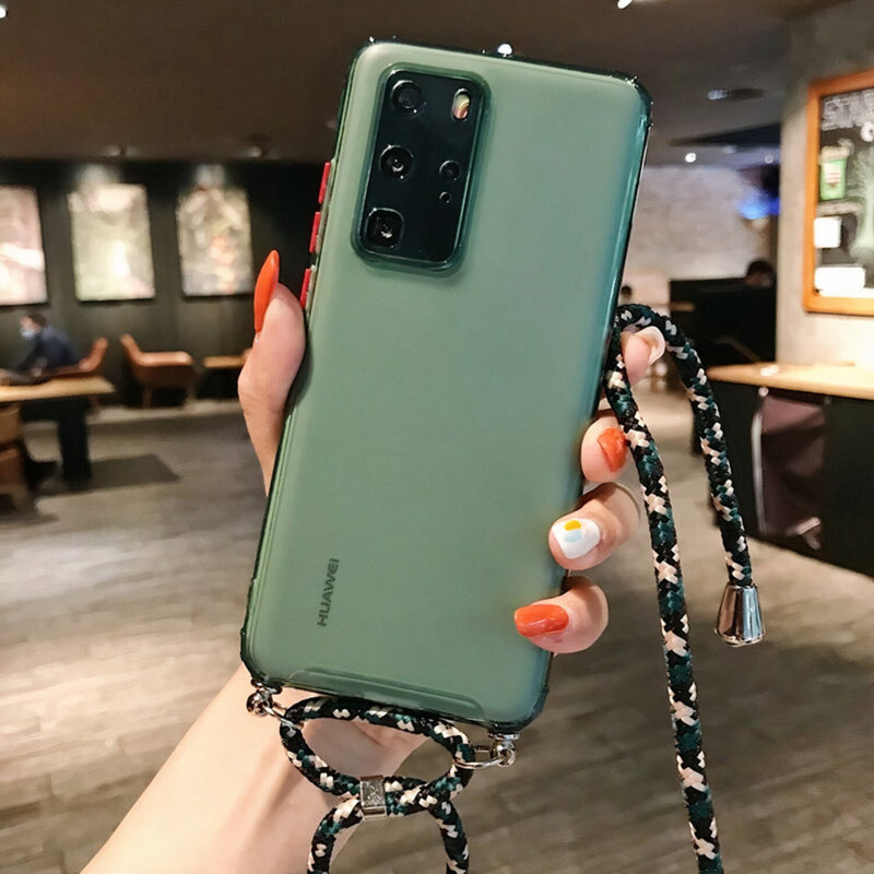 Colored Huawei P Case with Braided Lanyard Strap Green / P Smart 2019