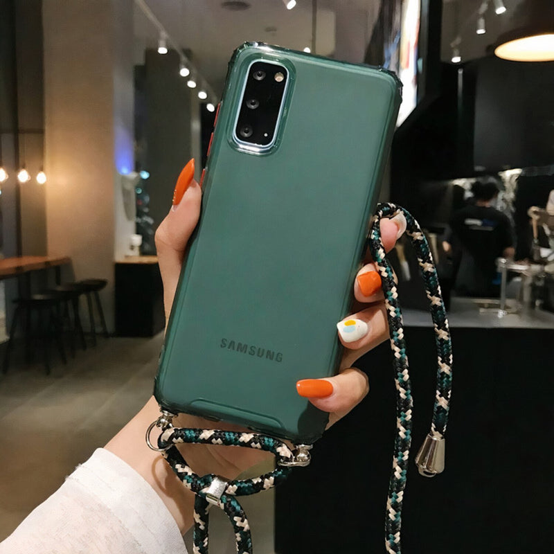 Colored Samsung Galaxy Note Case with Braided Lanyard Strap Green / Galaxy Note10