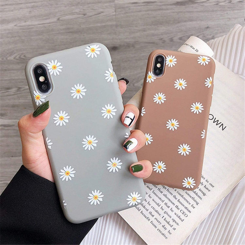 Flexible Silicone Daisies on Colored Background iPhone Case Grey / iPhone 6/6S Plus