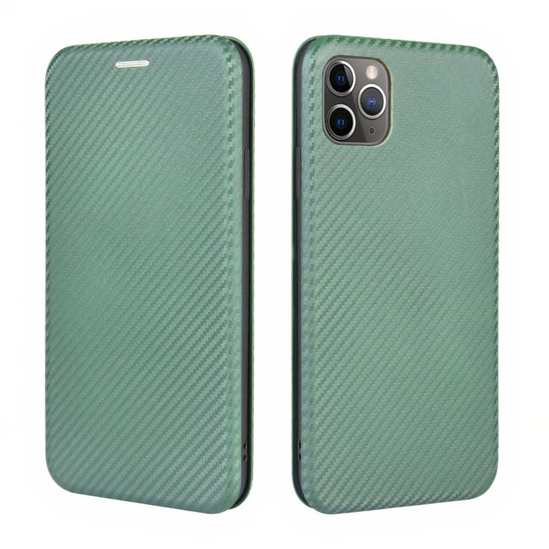 iPhone Magnetic Carbon Fiber Style Flip Case Green / iPhone 7/8/SE 2020