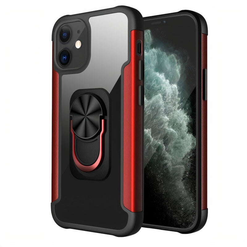 iPhone Transparent Armor Case with Kickstand Red / iPhone 12 Pro Max