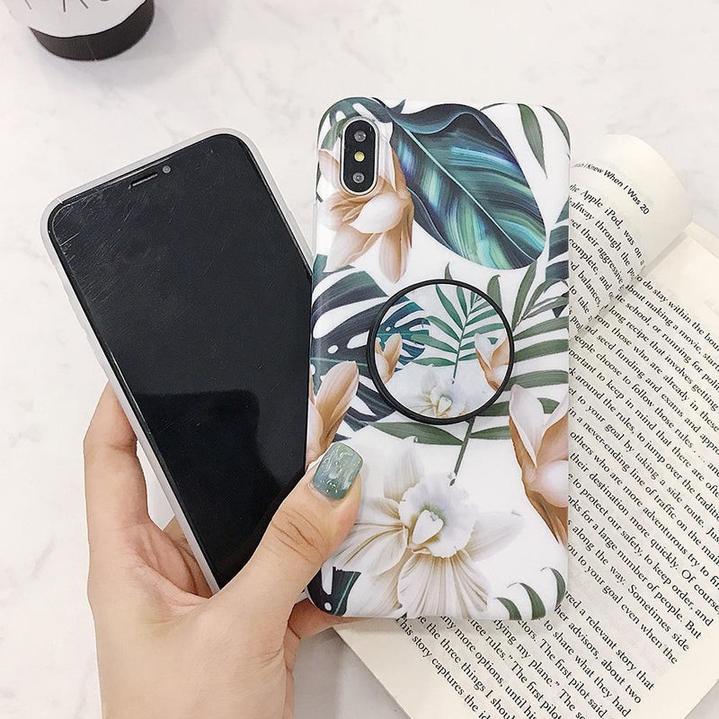 Palm Tree Leaves iPhone Case with Extendable Ring