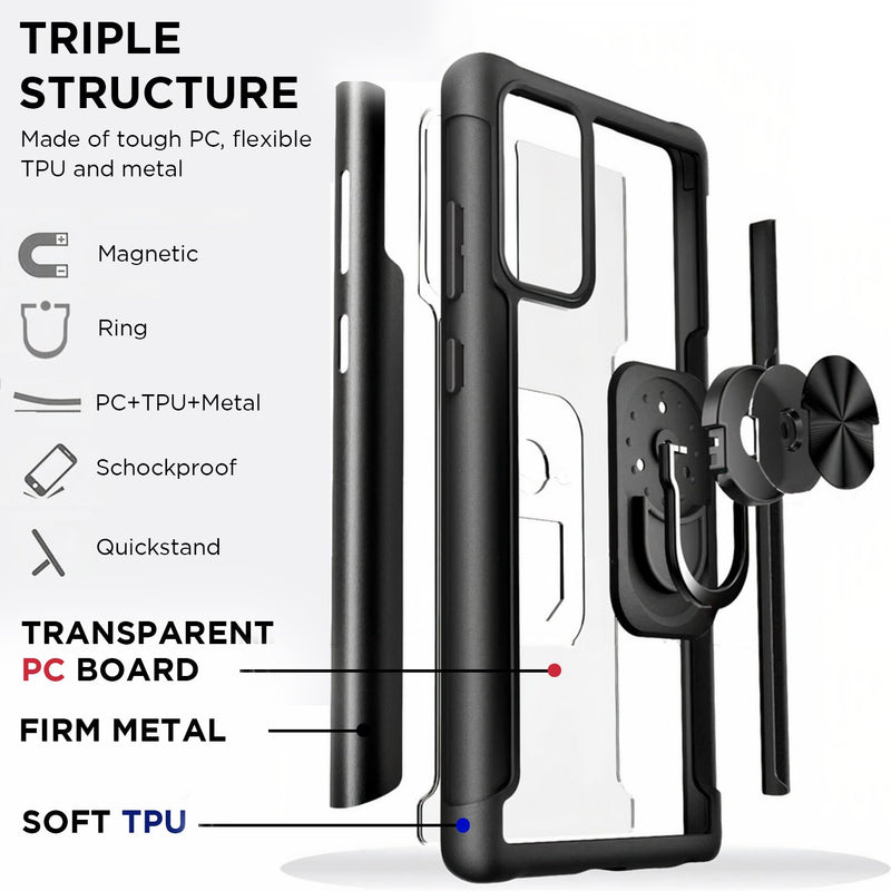 Samsung Galaxy Note Transparent Armor Case with Kickstand