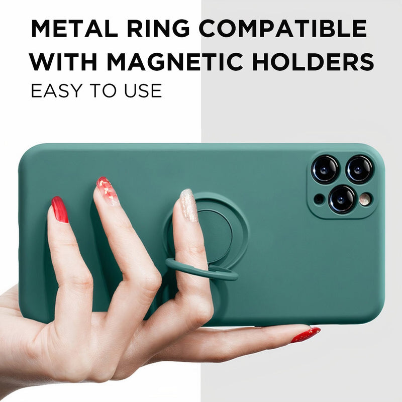 Soft Silicone iPhone Case with Ring Stand