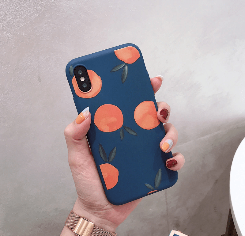 Watercolor Oranges Malleable iPhone Cover Blue / iPhone XR